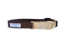 Load image into Gallery viewer, Brown tan martingale dog collar pitbull dog rescue small woman owned business handmade hand sewn
