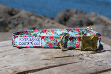 Load image into Gallery viewer, floral flowers rainbow collar handmade dog small business women owned ocean pnw pitbull rescue
