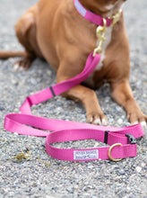 Load image into Gallery viewer, rose pink adjustable dog leash dog gear handmade accessories small business women owned pitbull rescue

