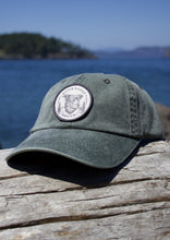 Load image into Gallery viewer, army hunter green ocean black dad cap hat patch custom small business women owned Washington state pnw
